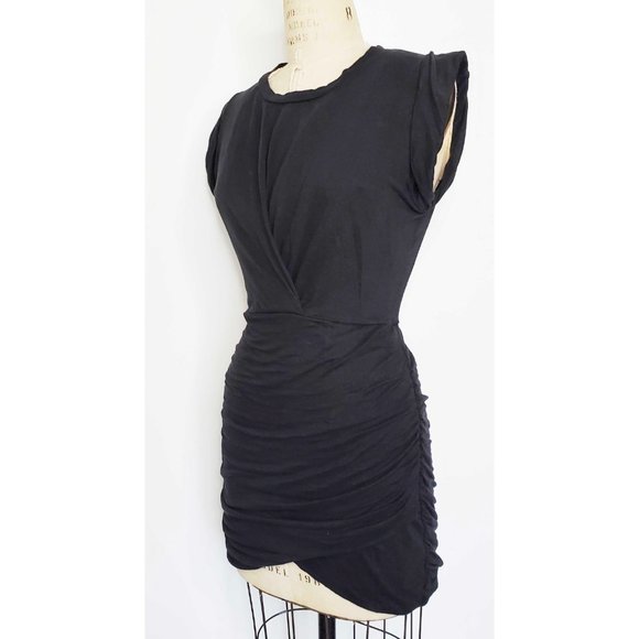 Joe's Jeans Womens Ruched Stretch Linen Jersey Mikaela Dress Black M NWT - Picture 3 of 8
